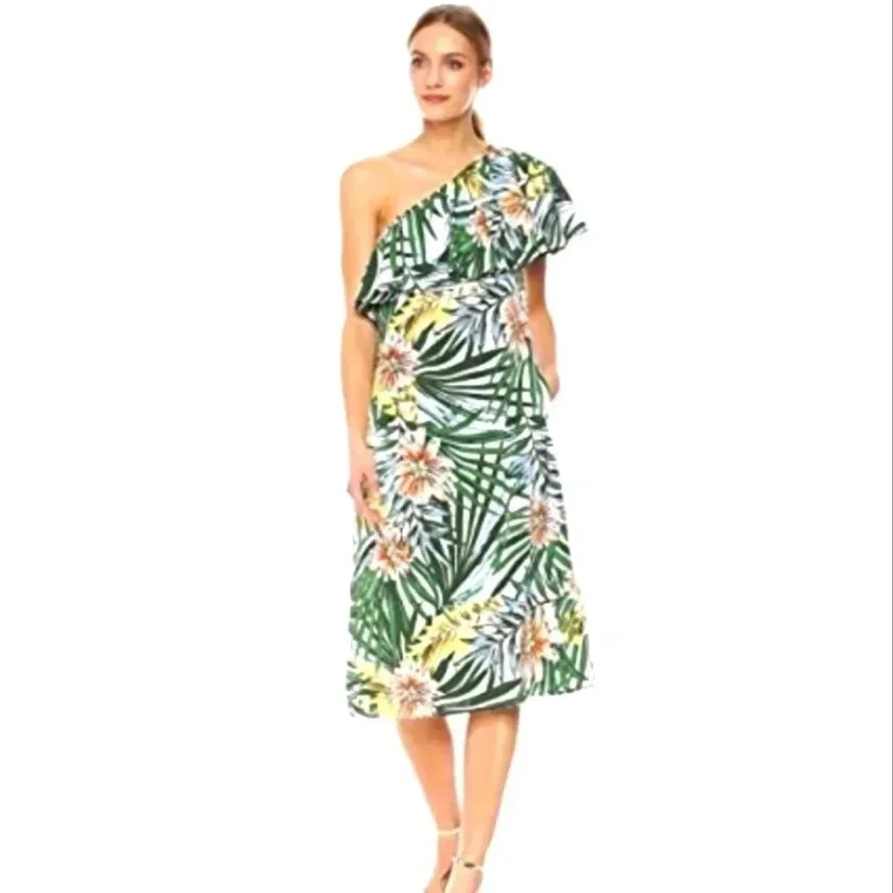 Lucca Couture | One shoulder Tropical Floral Dress